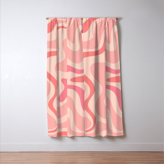 Retro Liquid Swirl Abstract in Soft Pink Window Curtain Gallery Image 3