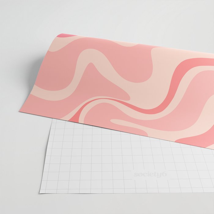 Retro Liquid Swirl Abstract in Soft Pink Wrapping Paper Gallery Image 2