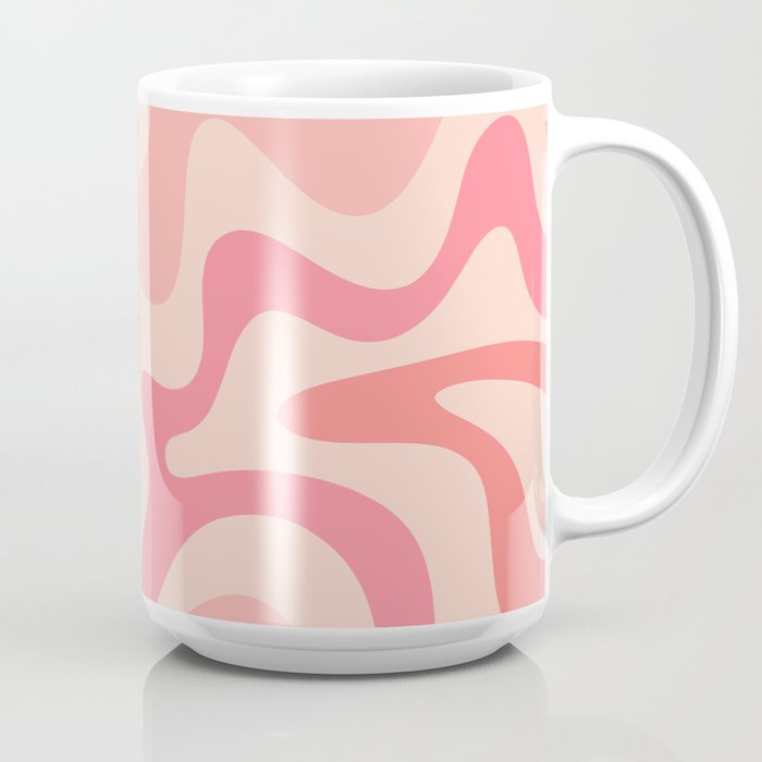 Retro Liquid Swirl Abstract in Soft Pink Coffee Mug Gallery Image 2