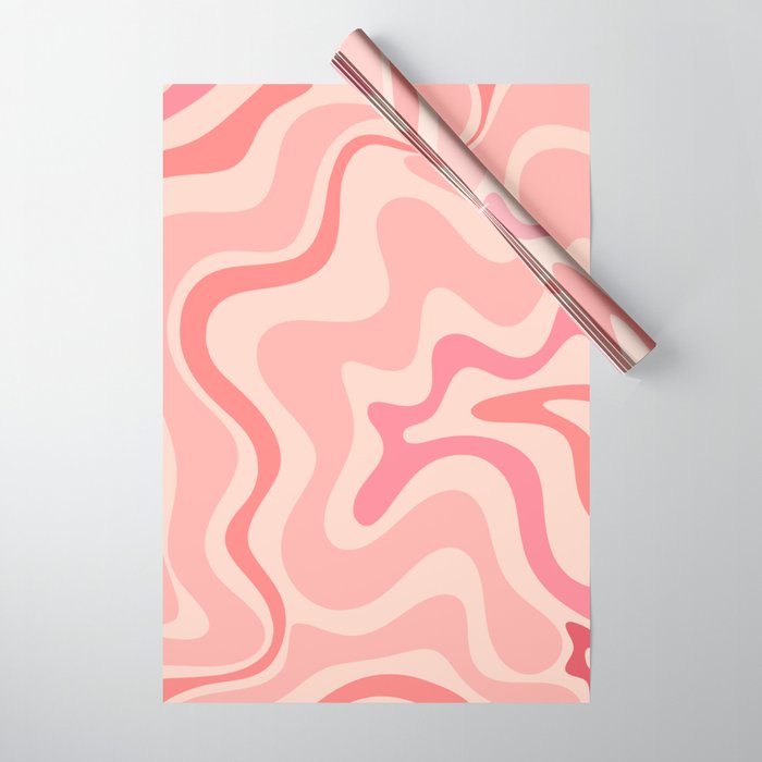 Retro Liquid Swirl Abstract in Soft Pink Wrapping Paper Gallery Image 1