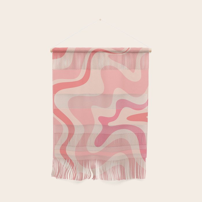 Retro Liquid Swirl Abstract in Soft Pink Wall Hanging Gallery Image 1