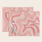 Retro Liquid Swirl Abstract in Soft Pink Placemat Gallery Image 1