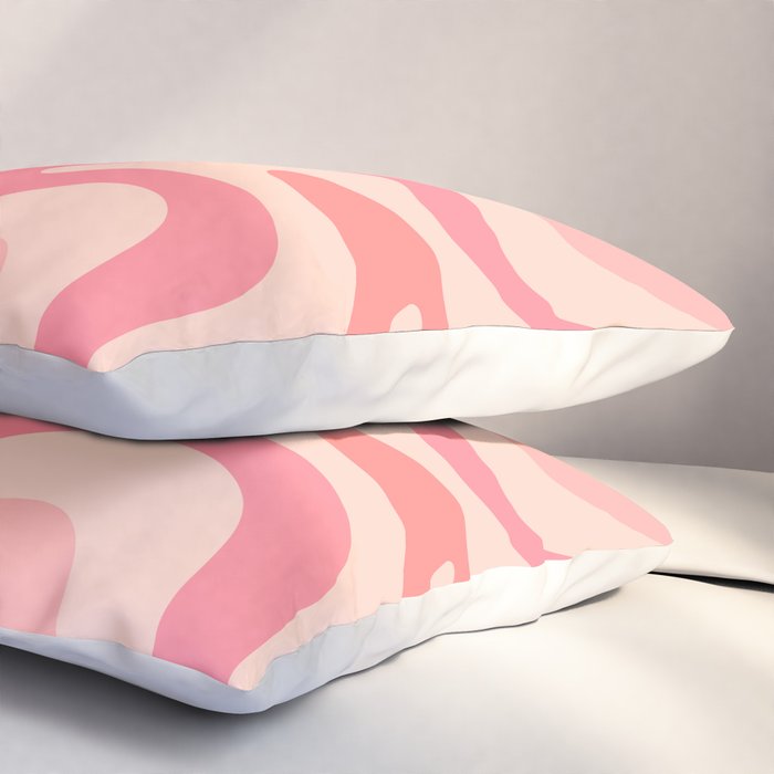 Retro Liquid Swirl Abstract in Soft Pink Pillow Sham Gallery Image 3