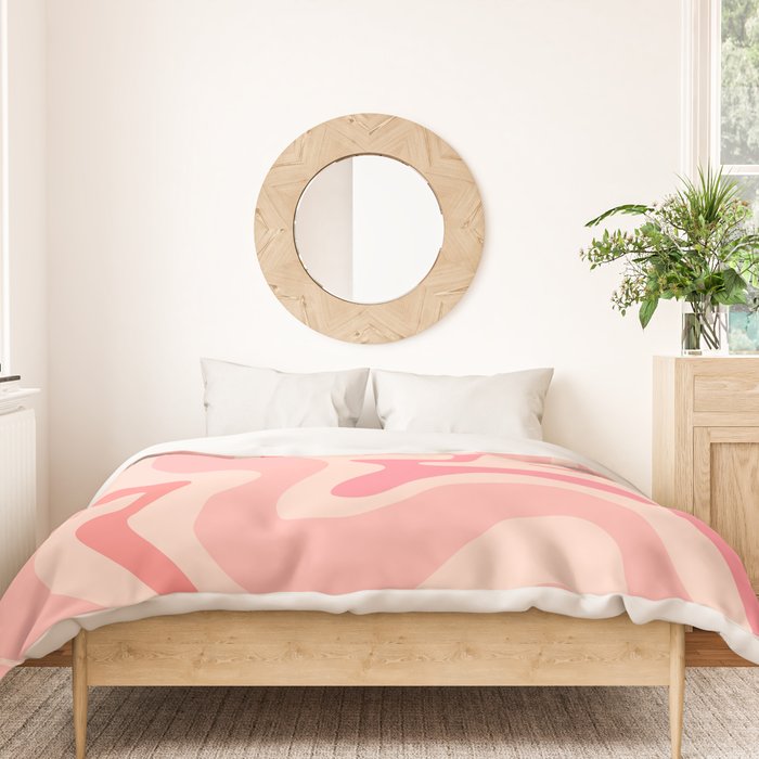 Retro Liquid Swirl Abstract in Soft Pink Duvet Cover Gallery Image 3