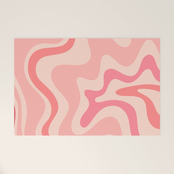 Retro Liquid Swirl Abstract in Soft Pink Welcome Mat Gallery Image 1
