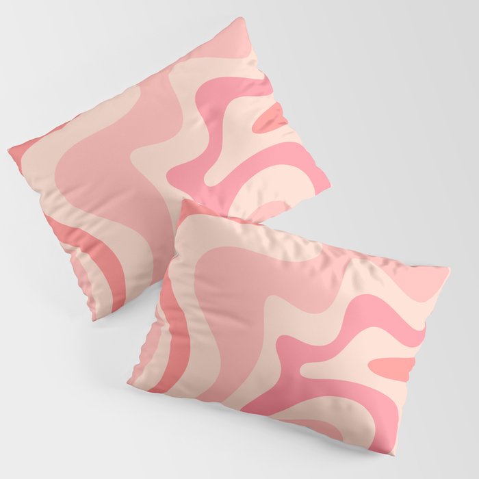 Retro Liquid Swirl Abstract in Soft Pink Pillow Sham Gallery Image 3
