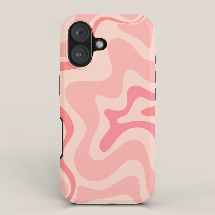 Retro Liquid Swirl Abstract in Soft Pink iPhone Case Gallery Image 1