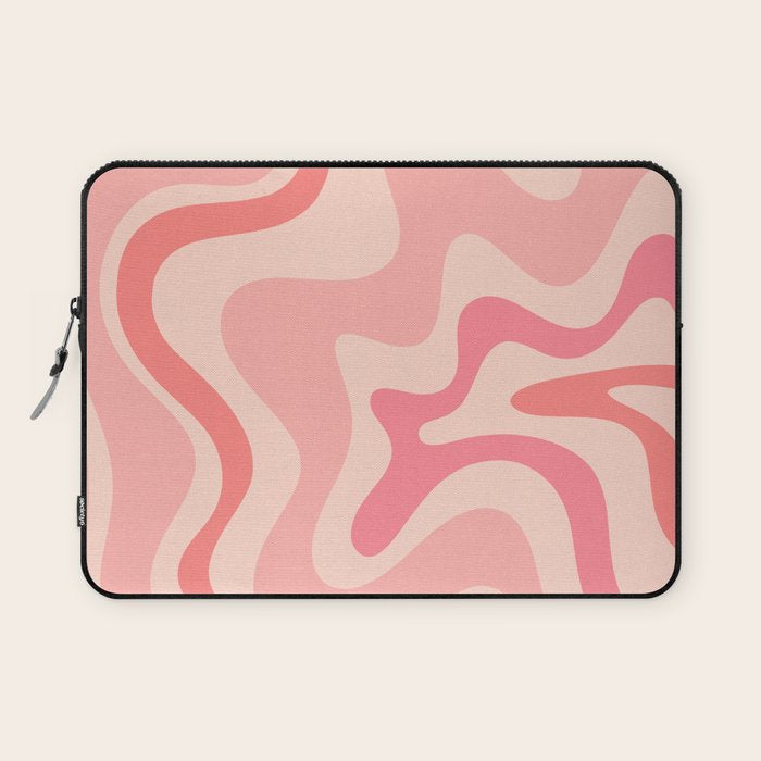 Retro Liquid Swirl Abstract in Soft Pink Laptop Sleeve Gallery Image 1
