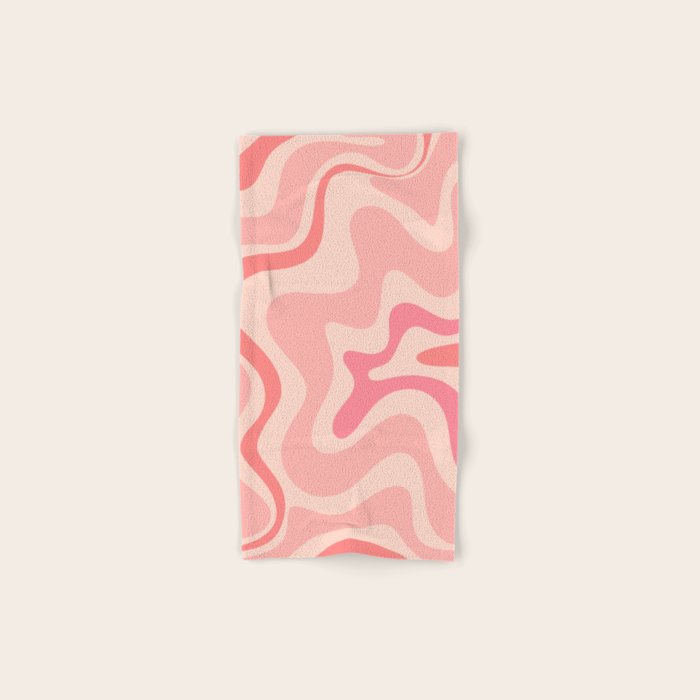 Retro Liquid Swirl Abstract in Soft Pink Bath Towel Gallery Image 1