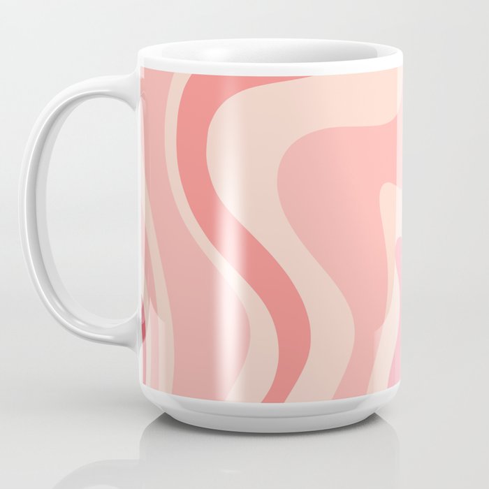 Retro Liquid Swirl Abstract in Soft Pink Coffee Mug Gallery Image 3