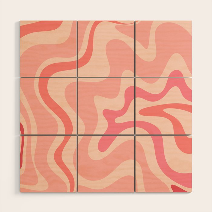 Retro Liquid Swirl Abstract in Soft Pink Wood Wall Art Gallery Image 1