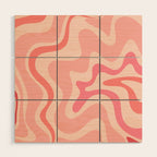 Retro Liquid Swirl Abstract in Soft Pink Wood Wall Art Gallery Image 1
