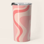 Retro Liquid Swirl Abstract in Soft Pink Travel Mug Gallery Image 3