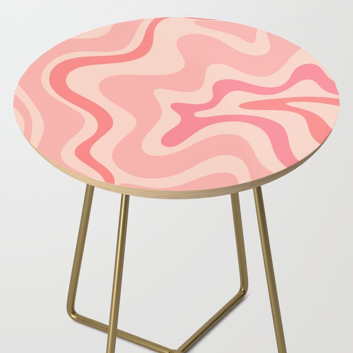 Retro Liquid Swirl Abstract in Soft Pink Side Table Gallery Image 2