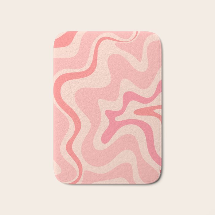 Retro Liquid Swirl Abstract in Soft Pink Bath Mat Gallery Image 1