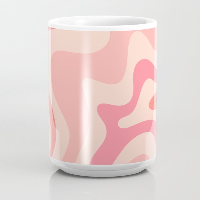 Retro Liquid Swirl Abstract in Soft Pink Coffee Mug Gallery Image 4