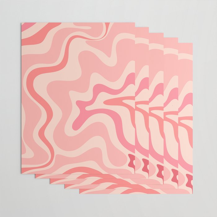 Retro Liquid Swirl Abstract in Soft Pink Wrapping Paper Gallery Image 3