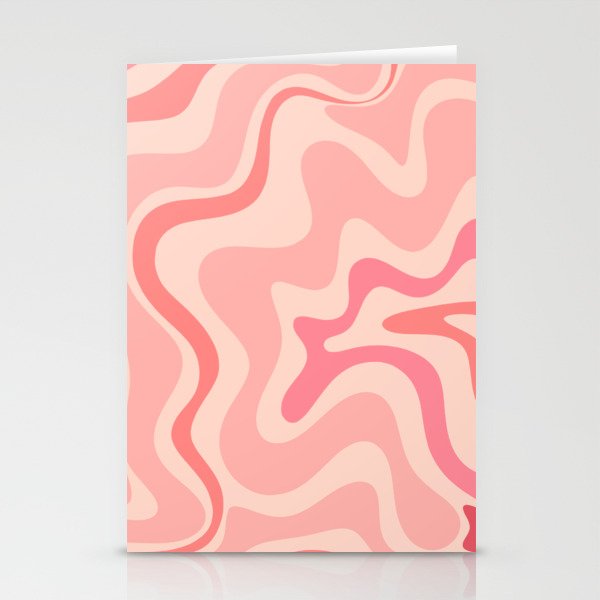 Retro Liquid Swirl Abstract in Soft Pink Stationery Card Gallery Image 1