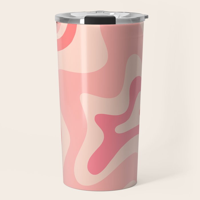 Retro Liquid Swirl Abstract in Soft Pink Travel Mug Gallery Image 1
