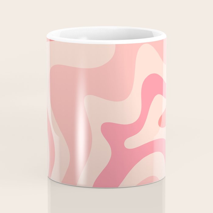 Retro Liquid Swirl Abstract in Soft Pink Coffee Mug Gallery Image 4