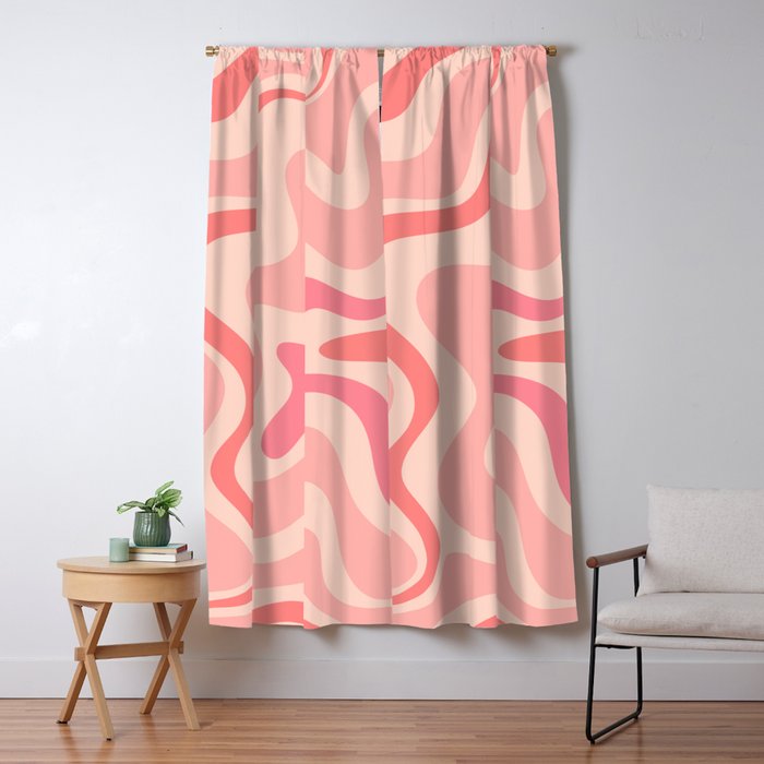 Retro Liquid Swirl Abstract in Soft Pink Window Curtain Gallery Image 5