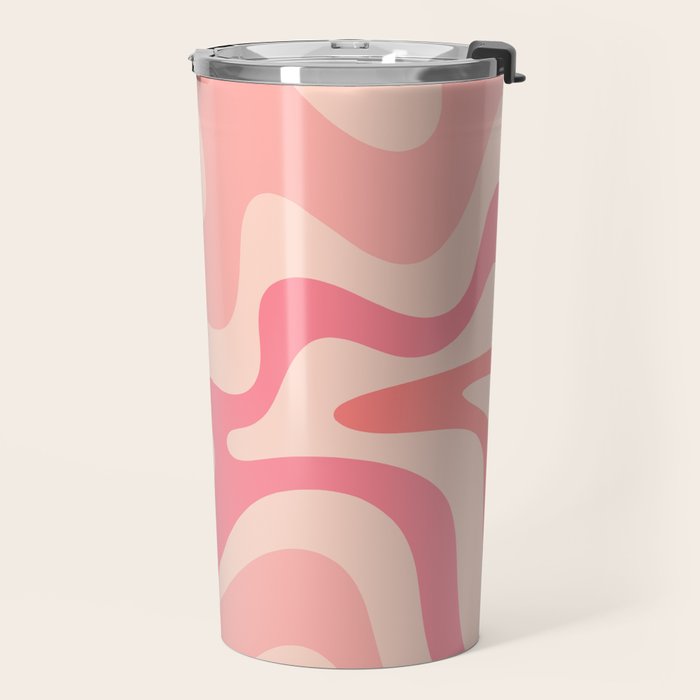 Retro Liquid Swirl Abstract in Soft Pink Travel Mug Gallery Image 2