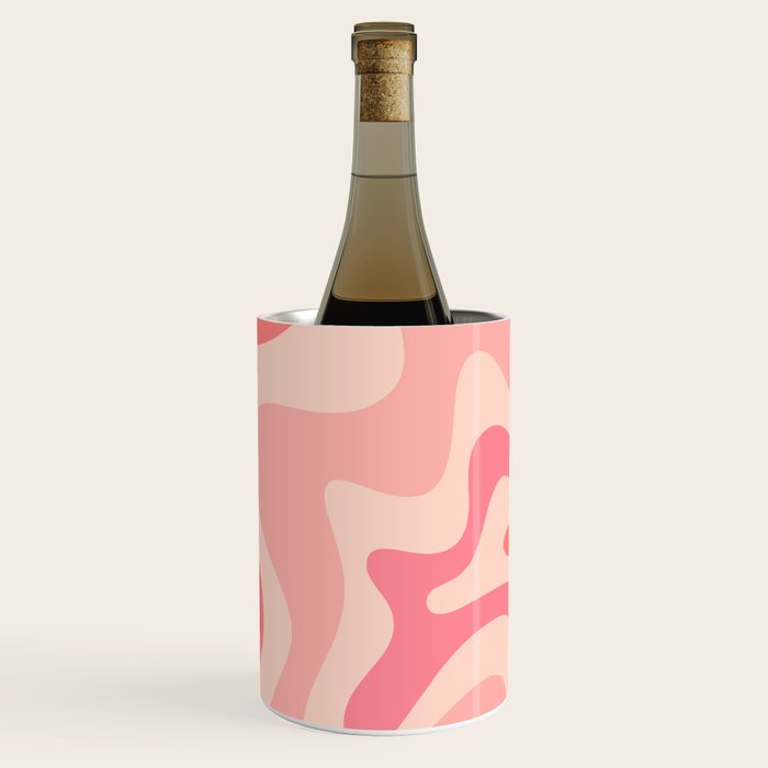 Retro Liquid Swirl Abstract in Soft Pink Wine Chiller Gallery Image 1