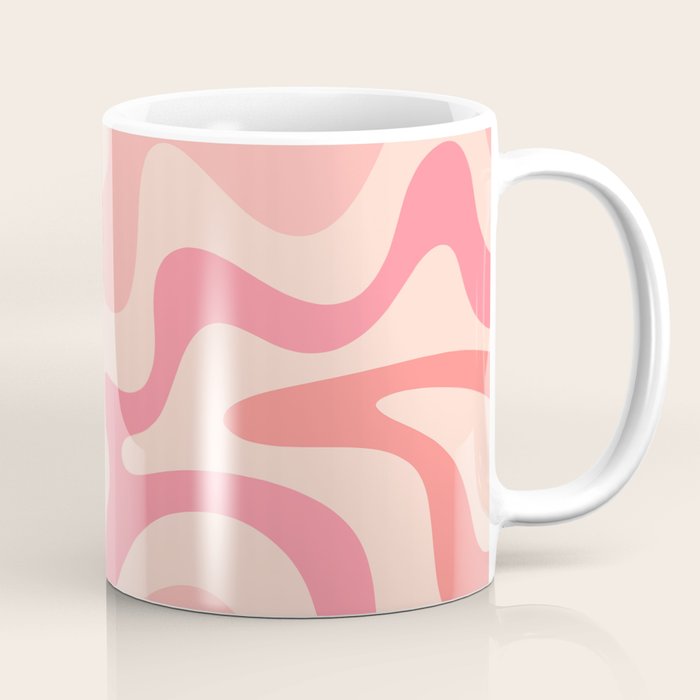 Retro Liquid Swirl Abstract in Soft Pink Coffee Mug Gallery Image 1