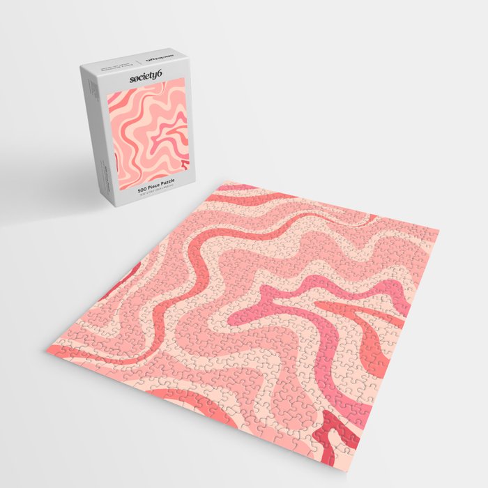 Retro Liquid Swirl Abstract in Soft Pink Jigsaw Puzzle Gallery Image 2