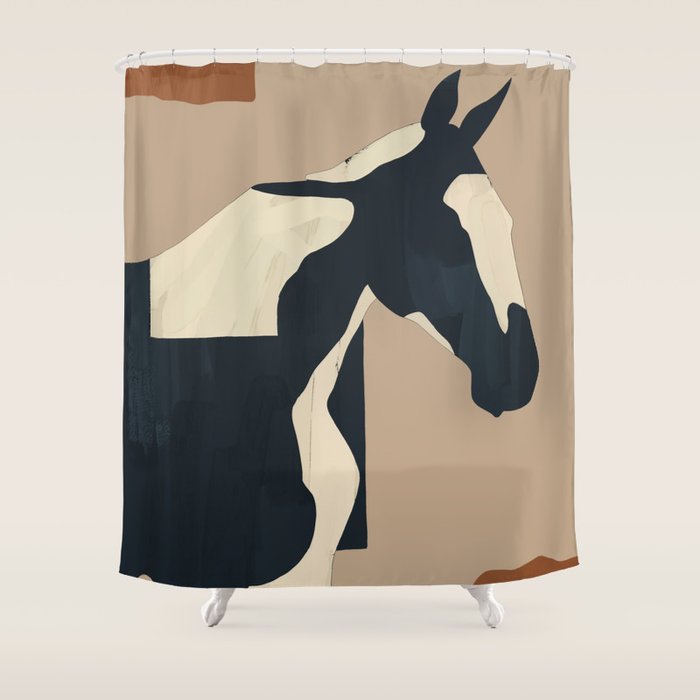 Abstract Minimal Horse 8 Shower Curtain Gallery Image 1