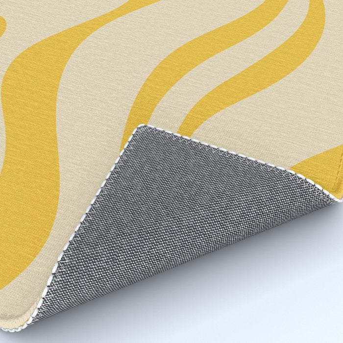 Retro Modern Liquid Swirl Abstract Pattern in Yellow Tones Rug Gallery Image 4