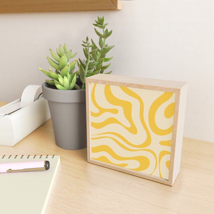 Retro Modern Liquid Swirl Abstract Pattern in Yellow Tones Mini Art Print Gallery Image 2