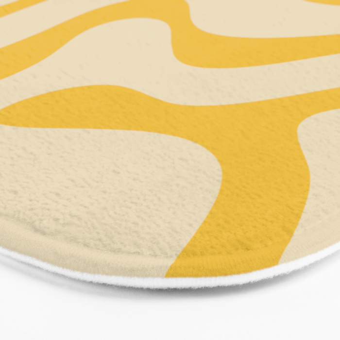 Retro Modern Liquid Swirl Abstract Pattern in Yellow Tones Bath Mat Gallery Image 3