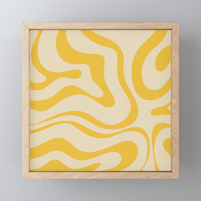 Retro Modern Liquid Swirl Abstract Pattern in Yellow Tones Mini Art Print Gallery Image 1