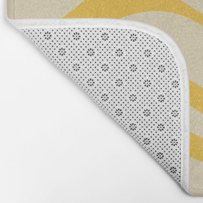 Retro Modern Liquid Swirl Abstract Pattern in Yellow Tones Bath Mat Gallery Image 2