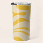 Retro Modern Liquid Swirl Abstract Pattern in Yellow Tones Travel Mug Gallery Image 3