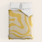 Retro Modern Liquid Swirl Abstract Pattern in Yellow Tones Duvet Cover Gallery Image 6