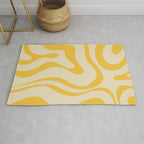 Retro Modern Liquid Swirl Abstract Pattern in Yellow Tones Rug Gallery Image 1
