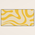 Retro Modern Liquid Swirl Abstract Pattern in Yellow Tones Desk Mat Gallery Image 3