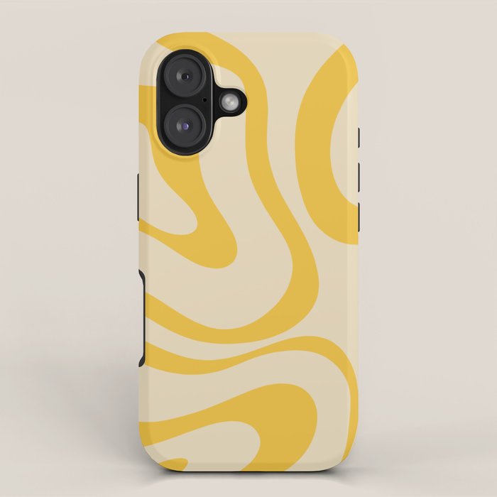 Retro Modern Liquid Swirl Abstract Pattern in Yellow Tones iPhone Case Gallery Image 1