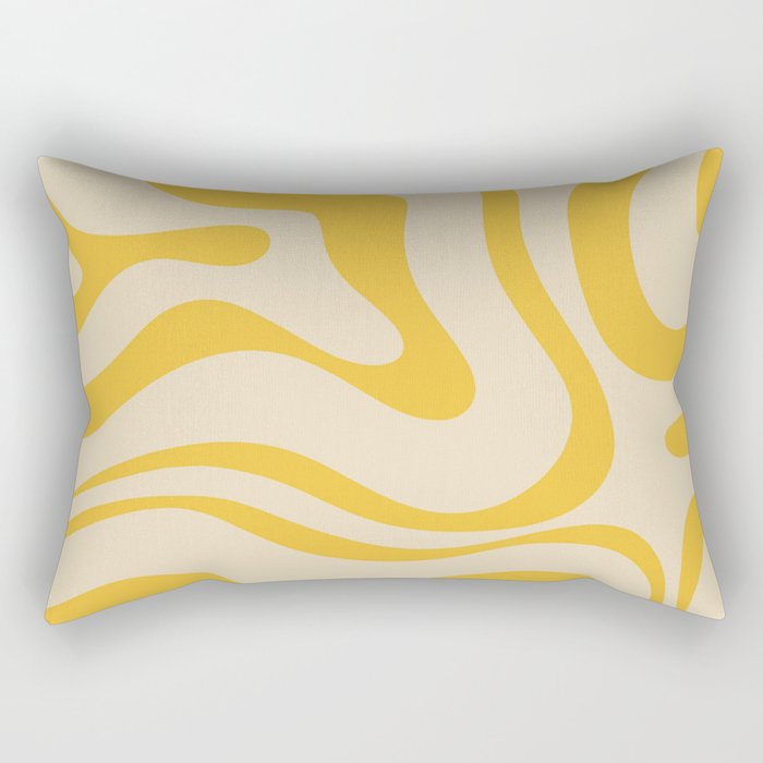 Retro Modern Liquid Swirl Abstract Pattern in Yellow Tones Rectangular Pillow Gallery Image 2