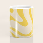 Retro Modern Liquid Swirl Abstract Pattern in Yellow Tones Coffee Mug Gallery Image 4