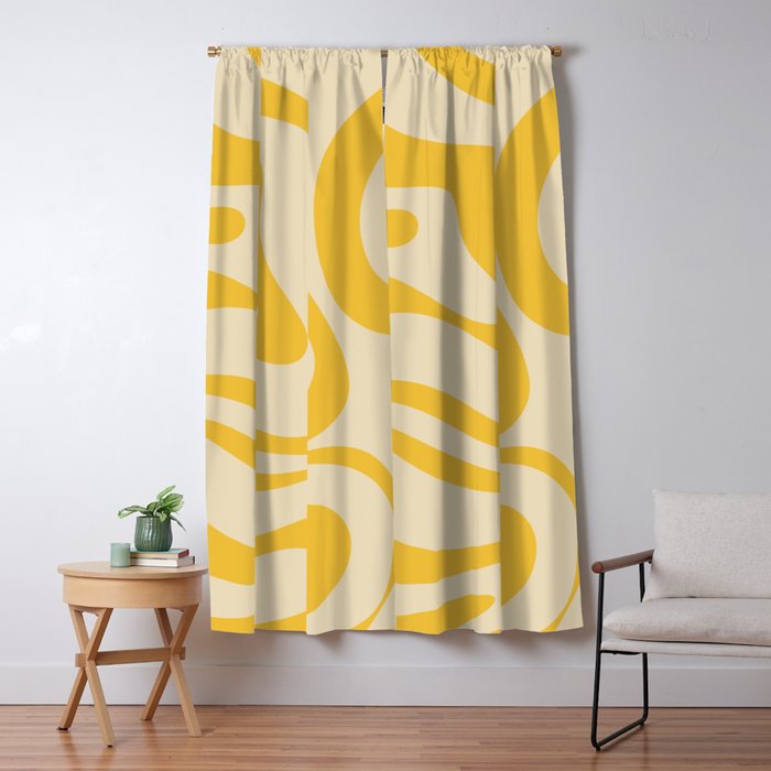Retro Modern Liquid Swirl Abstract Pattern in Yellow Tones Window Curtain Gallery Image 5