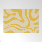 Retro Modern Liquid Swirl Abstract Pattern in Yellow Tones Welcome Mat Gallery Image 1