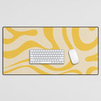 Retro Modern Liquid Swirl Abstract Pattern in Yellow Tones Desk Mat Gallery Image 1
