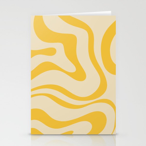Retro Modern Liquid Swirl Abstract Pattern in Yellow Tones Stationery Card Gallery Image 1