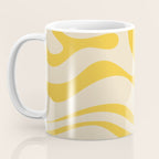 Retro Modern Liquid Swirl Abstract Pattern in Yellow Tones Coffee Mug Gallery Image 3