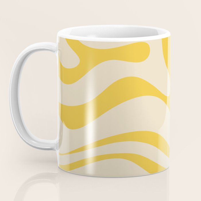 Retro Modern Liquid Swirl Abstract Pattern in Yellow Tones Coffee Mug Gallery Image 3