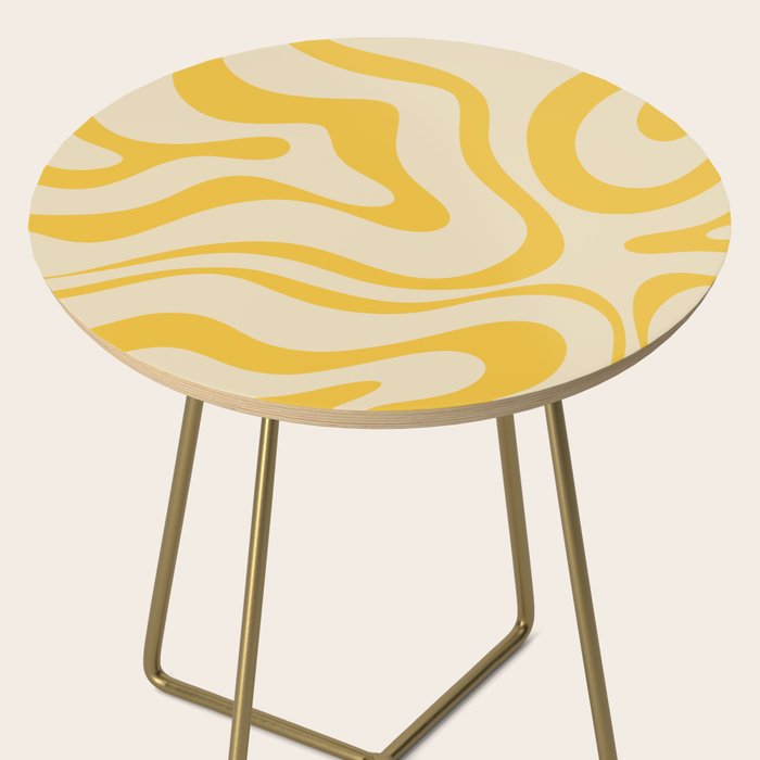 Retro Modern Liquid Swirl Abstract Pattern in Yellow Tones Side Table Gallery Image 2
