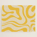 Retro Modern Liquid Swirl Abstract Pattern in Yellow Tones Jigsaw Puzzle Gallery Image 1